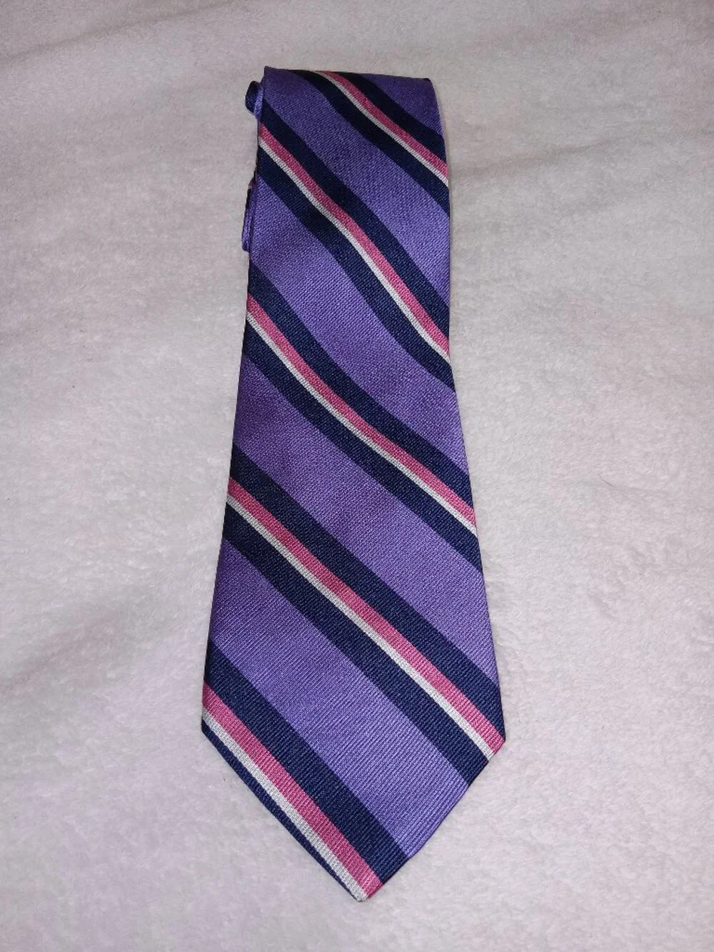 Vintage Brooks Brothers Makers Tie Made in USA Purple Striped Silk Necktie Class